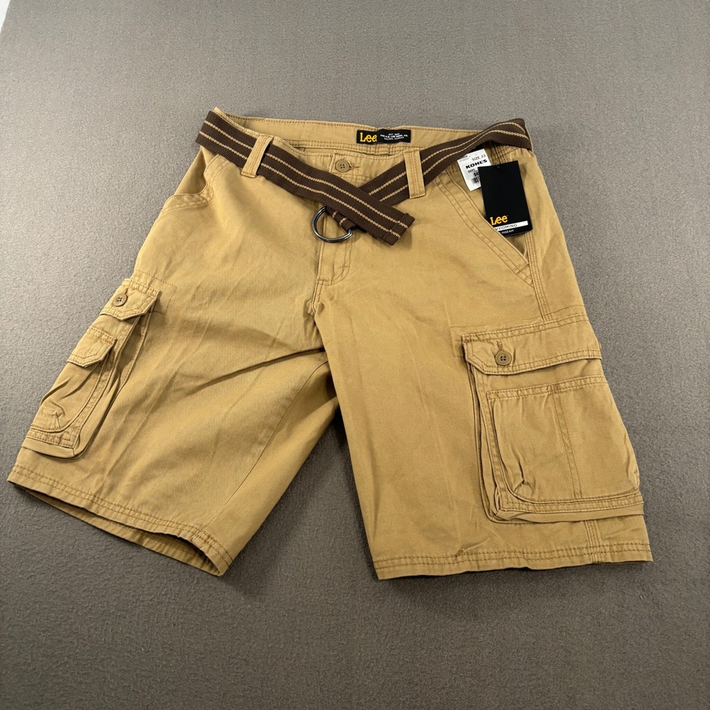 Lee Wyoming Cargo Shorts Mens Size 33 Bourbon Brown Belted 102183323